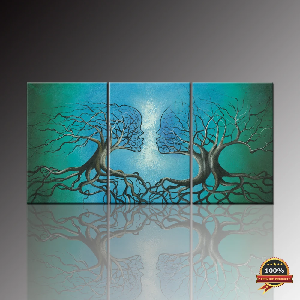 Modern Wall Art Abstract Wall Pictures Love Kiss Tree Root Canvas Art 3 Panels Home Decorative Oil Painting Prints Painting Calligraphy Aliexpress