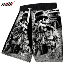 UJWI, прямые поставки, мужские шорты, Забавный принт, курительный череп, 3d, повседневные шорты, мужские, бодибилдинг, фитнес, эластичные, с карманами, брюки, 5XL