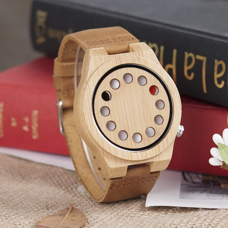 BOBO BIRD L-D08 Men Wooden Watch 12 Holes Brand Design High Quality Quartz Bamboo Watches for Men with Gift Box Drop Shipping