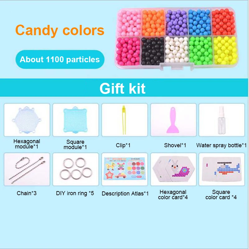 

11 Colors 1100pcs DIY Water Spray Magic Aqua Hand Making 3D perler beads Children Water Fog Magic Beads Educational Toys SET