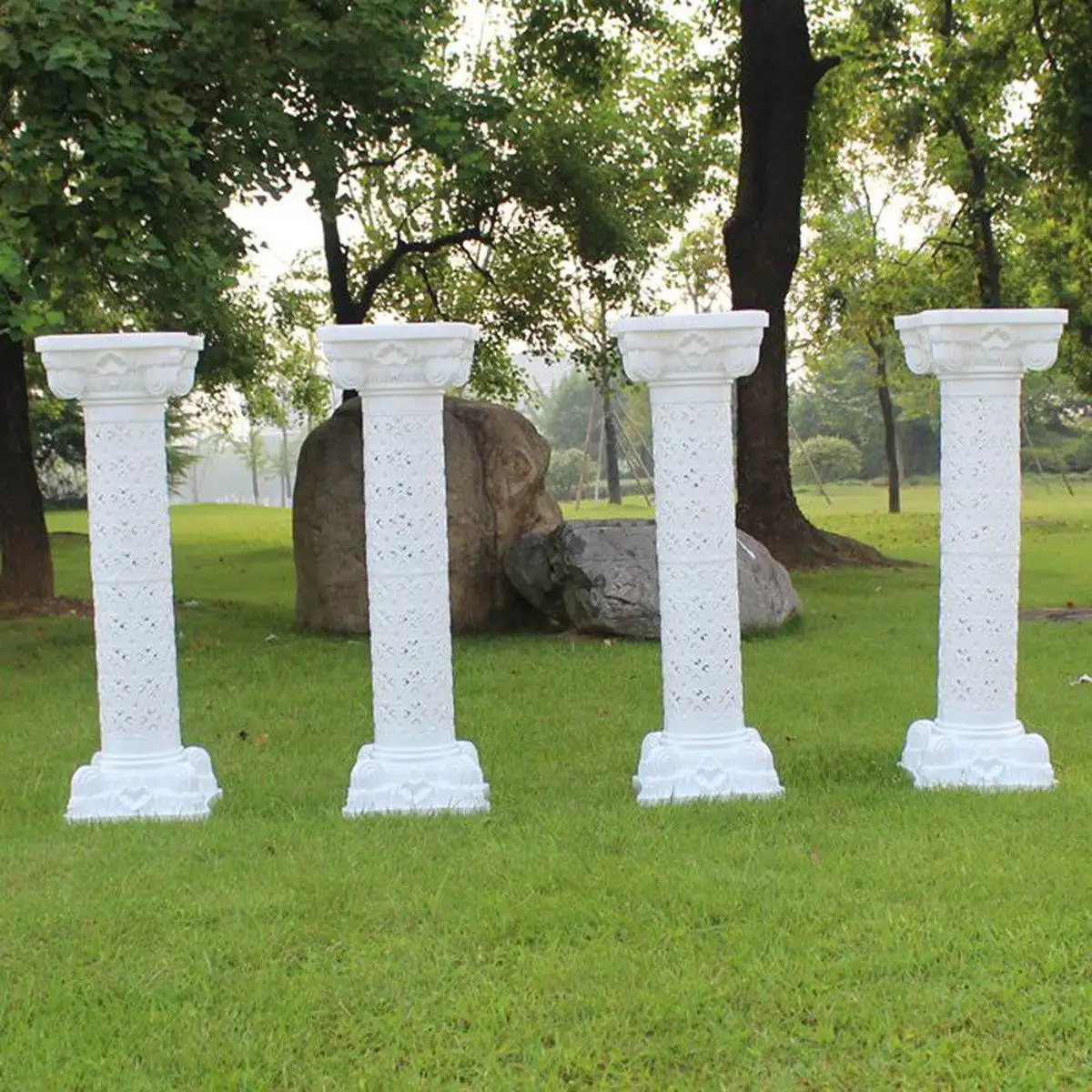 

4pcs Fashion Wedding Props Decorative Roman Columns 90cm White Plastic Pillars Flower Pot Road Lead Stand Party Event