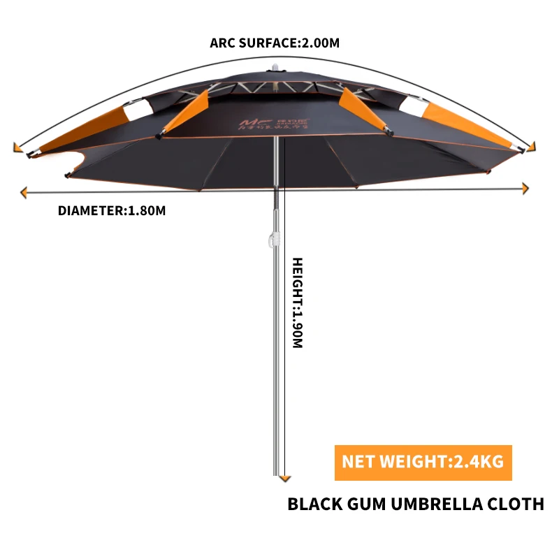 JIADIAONI 2 м пляжный рыболовный Открытый Универсальный дождевик солнцезащитный анти-УФ Зонт большой Рыболовный зонт - Цвет: Black 2.0m