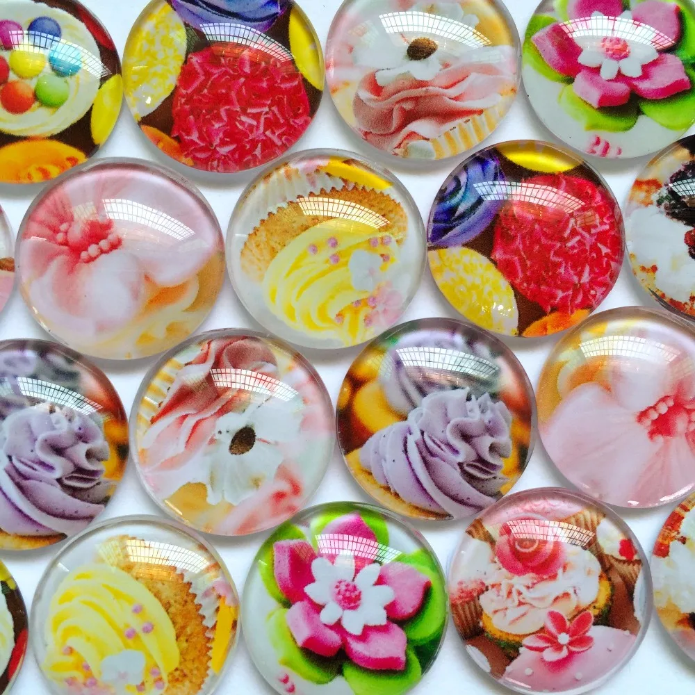 

ZEROUP 12mm 20mm Round Photo Glass Cabochon Mixed Pattern Fit Cameo Base Setting for Jewelry Flatback TP-414