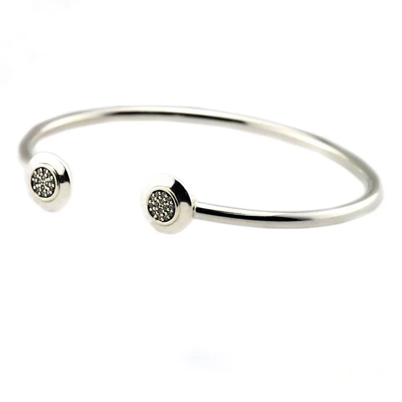 

2016 newest Autumn bangle signature Clear CZ 925 Sterling Silver Jewelry for Women DIY charm Compatible with Europe jewelry