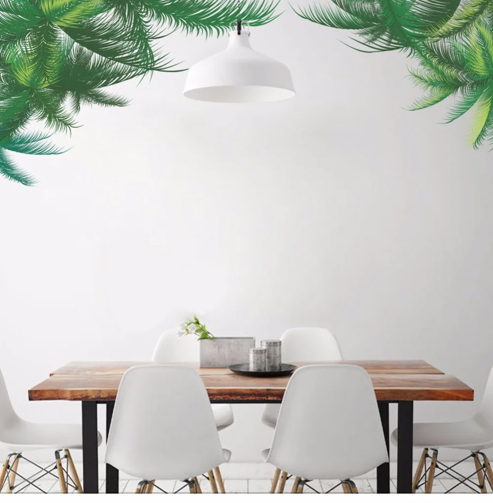 Пальмовое зеленое дерево лист наклейки на стену в скандинавском стиле украшение для комнаты домашний Декор Гостиная ТВ фон стены плакат виниловые обои