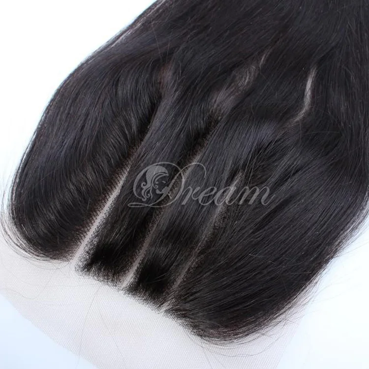 Natural Color 3 Way Part Bleached Knots Lace Closure Straight Peruvian