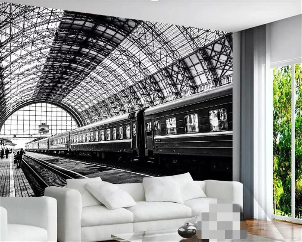 

beibehang wallpaper Mural 3d American city bridge bustling night view 3d wallpaper black and white background wallpaper bedroom