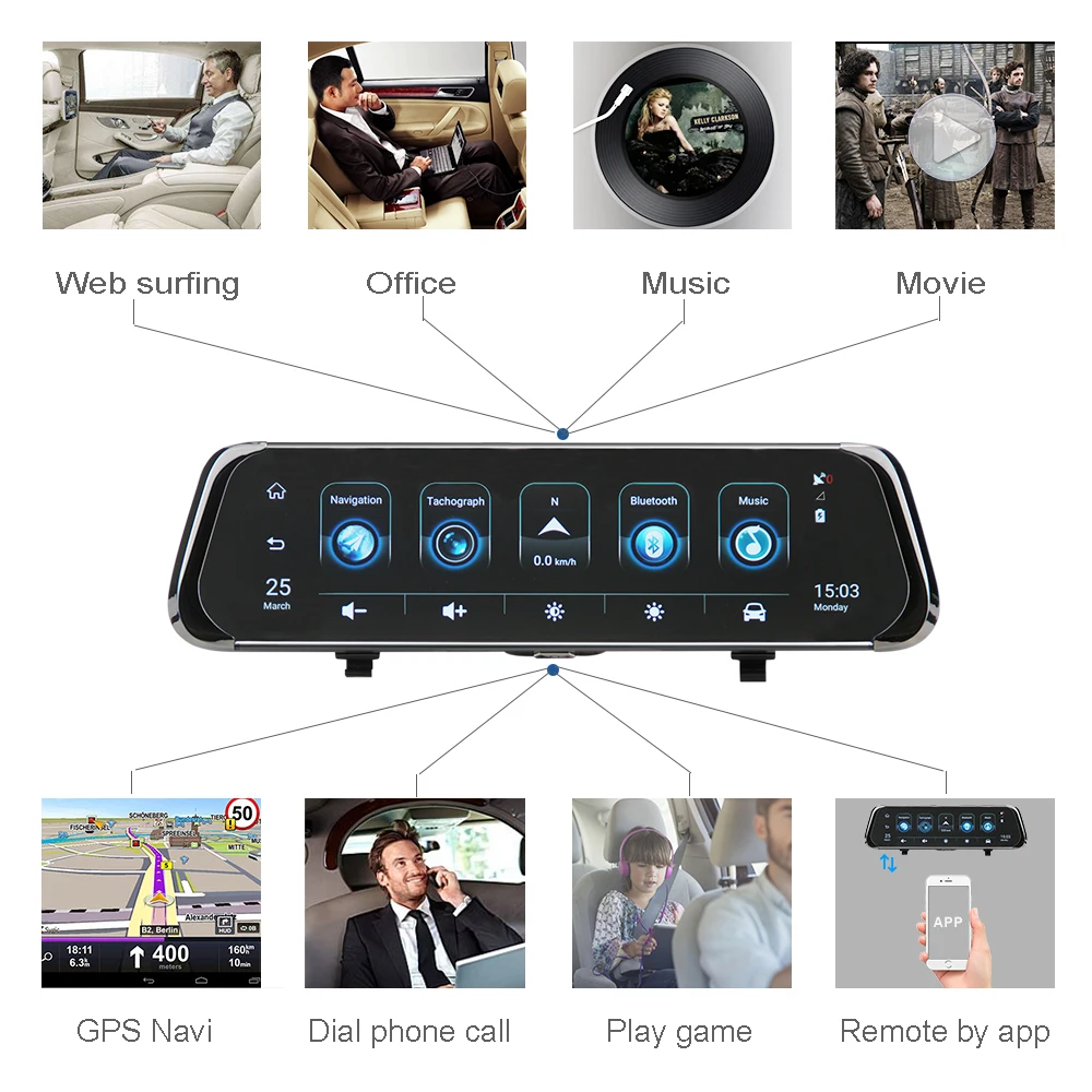  ANSTAR Car Dvr 4G Android Mirror Dash Camera 10