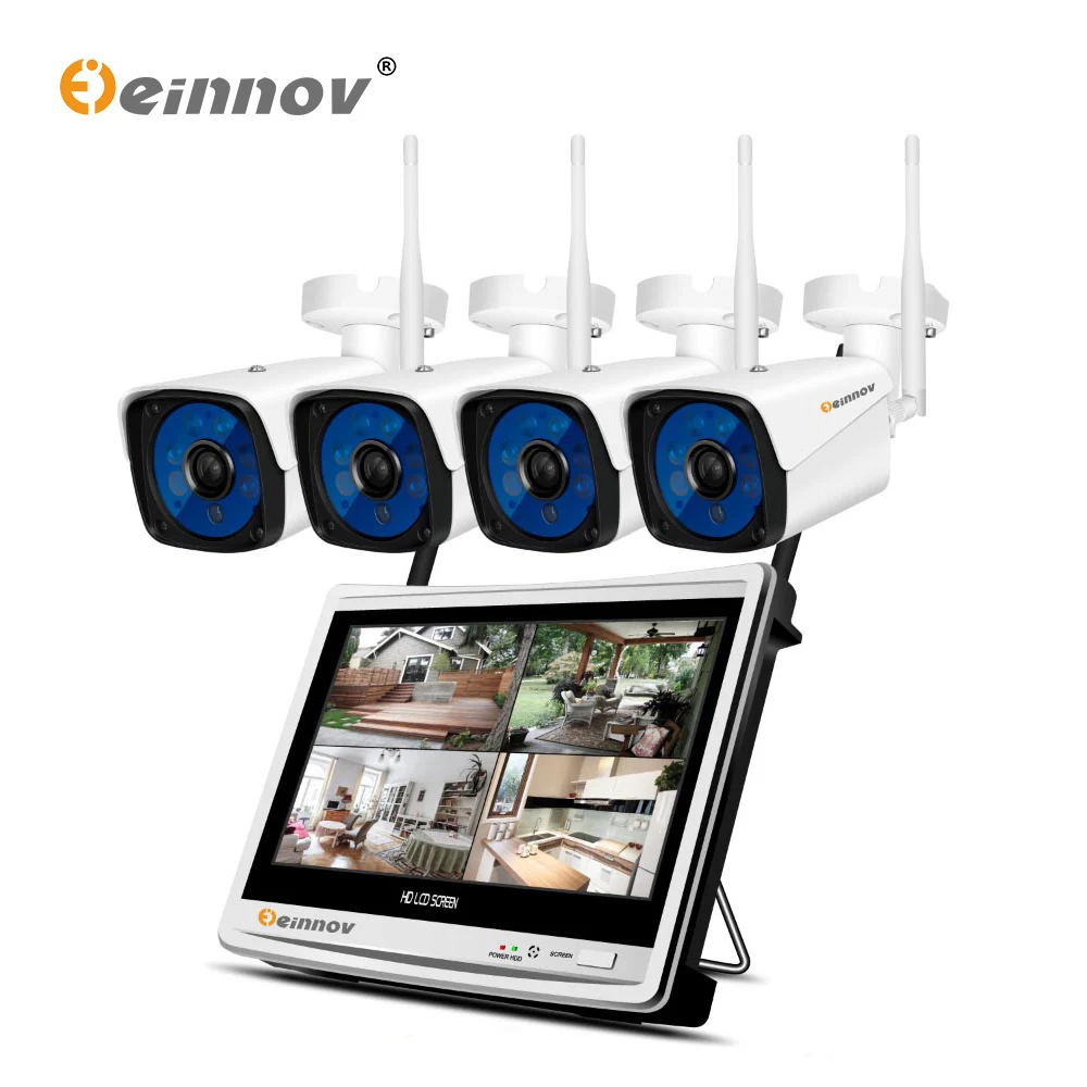 

Einnov 2MP 1080P 12Inch LCD CCTV 4CH NVR Wifi Outdoor Video Surveillance IP Camera Home Wireless Security Camera System Night IR