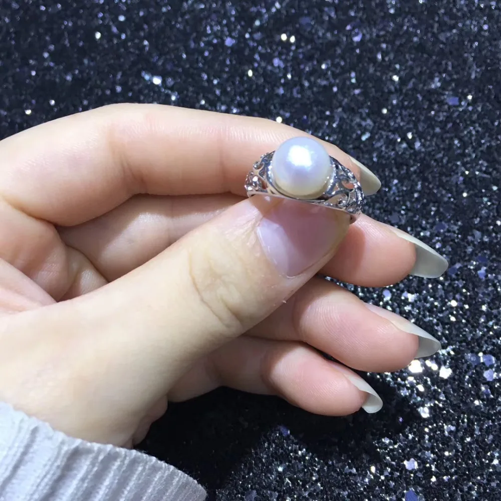 Жемчуг бренда "zhboruini" кольцо натуральный пресноводный жемчуг Ретро 925 пробы серебро хорошее качество кольцо ювелирные изделия для женщин Прямая поставка G