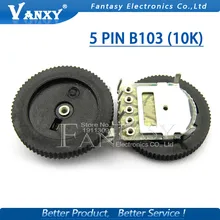 5pcs Double Gear tuning potentiometer B103 10K 5Pin 16*2mm Dial Potentiometer