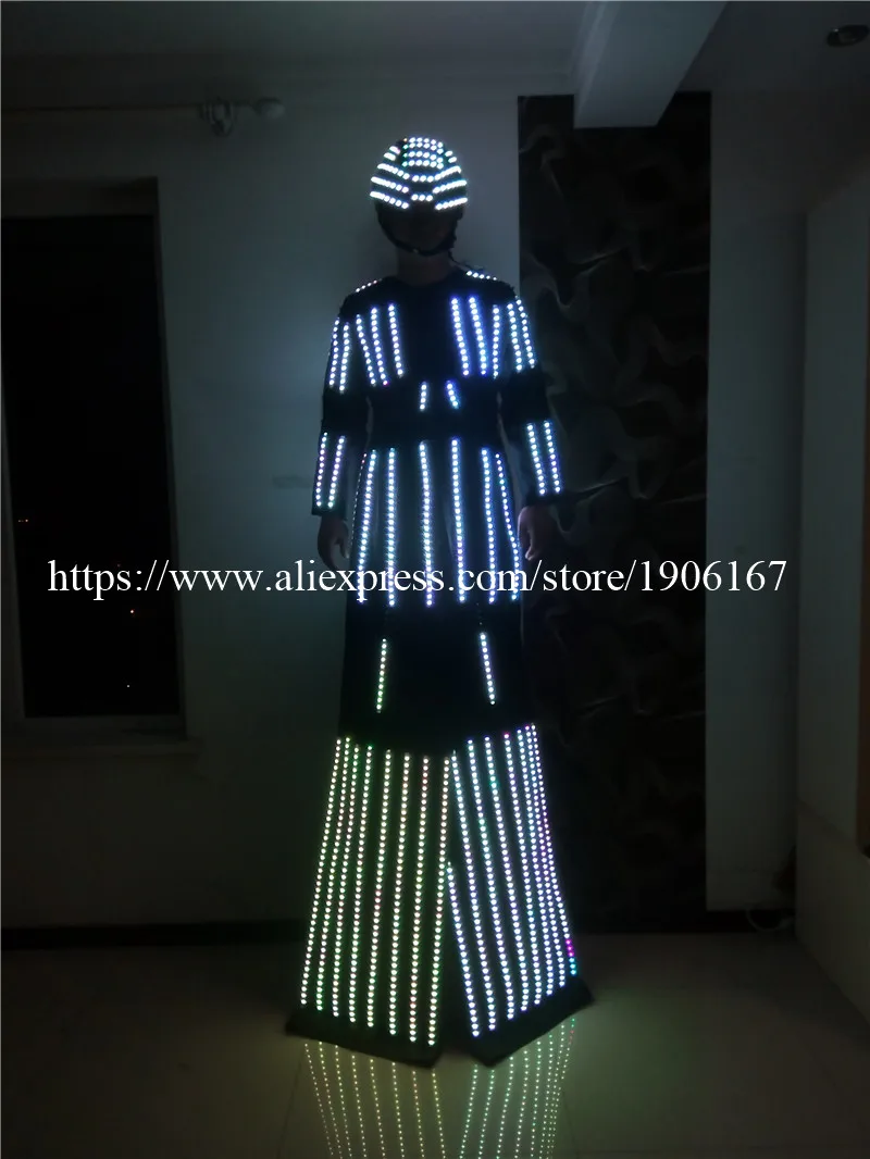 Colorful Full color LED light stilts costumes led party disco DJ wear ballroom dance luminous program clothes robot suit12