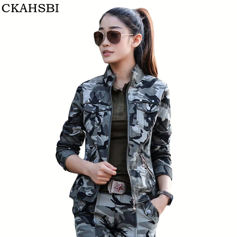 

CKAHSBI Army Green Camouflage Camping Jackets Female Forest Woman Hiking Outerwear Cotton Jacket Winter Coats Zipper Jacket