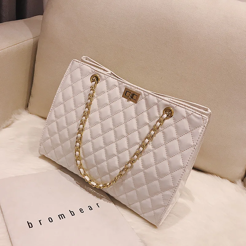  FEMALEE Chain Large Shoulder Bag Women Travel Bags Patent Leather Luxury Handbags For Women Brand T