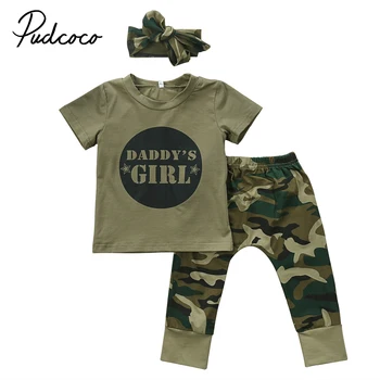 

Newborn Baby Boy Girl Camo T-shirt Tops Pants Outfits Set Clothes 0-24M