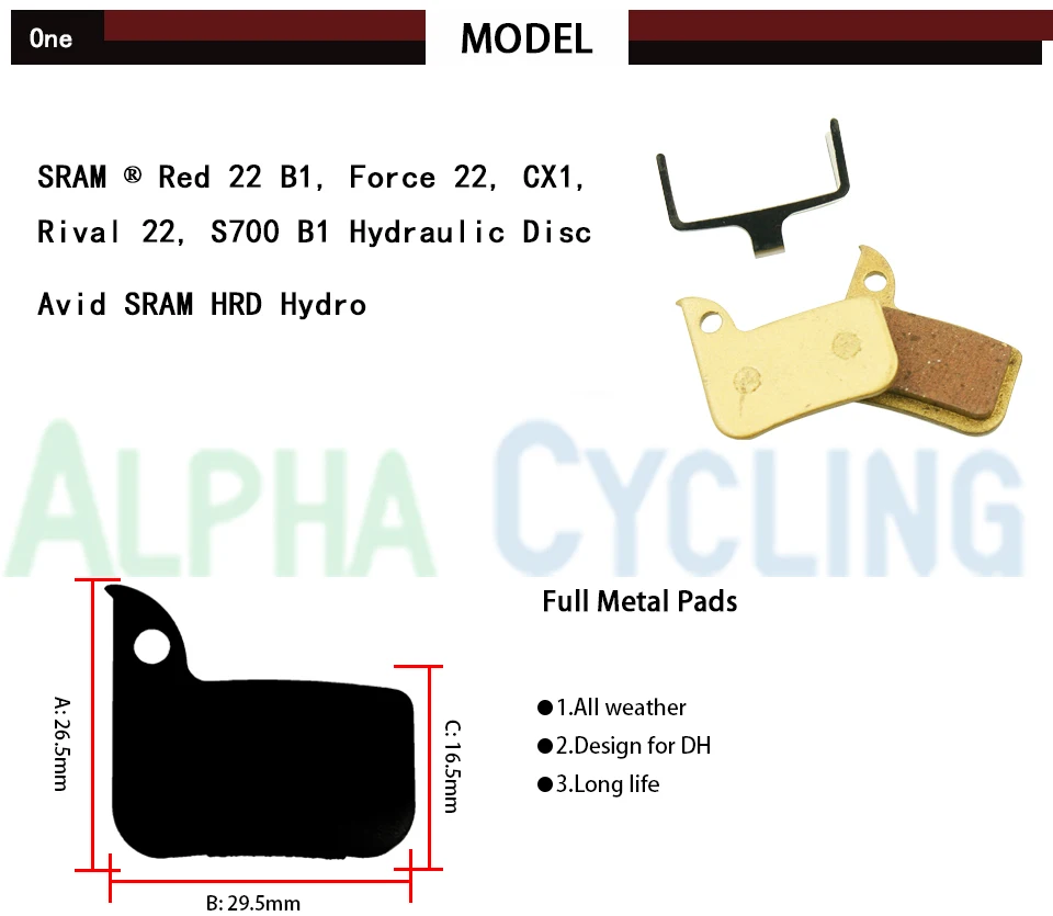 Диск велосипед тормозные колодки для SRAM Красный 22 B1, сила 22, CX1, Rival 22 s700 B1 гидравлические дисковые тормоза, 4 пары, Золотой металлический