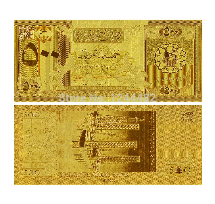 WR позолоченная банкнота Катара 500 золотой фольги подарок для художественной коллекции бизнес подарок на год
