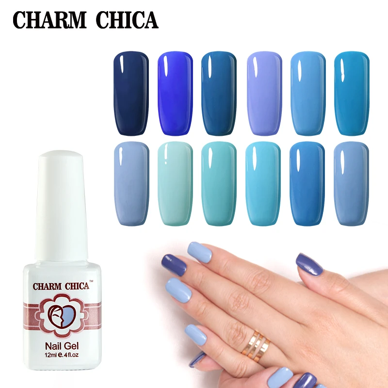 CHARM CHICA синий УФ гель лак для ногтей 12 мл замачиваемый цвет серии Гель Vernis