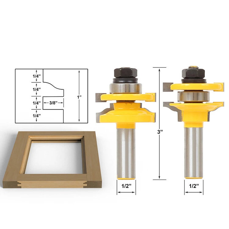 

Rail and Stile Router Bits with Matched 2 Bit Quarter-round 1/2-Inch Shank mortise joint Wood cutter bit