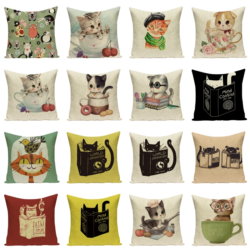 Hot Cartoon Cat Cushion House Home Decoration Pillow Case Cute Black White Hold Pillowcase Throwing | Дом и сад