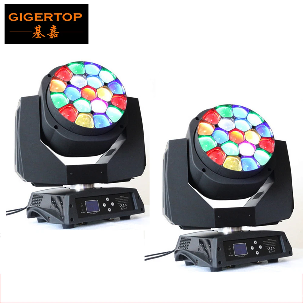 

High Quanlity Free Shipping 2pcs/lot 19*15W RGBW LED Beam Moving Head Light LED Moving Head Light For Stage Lighting Effect