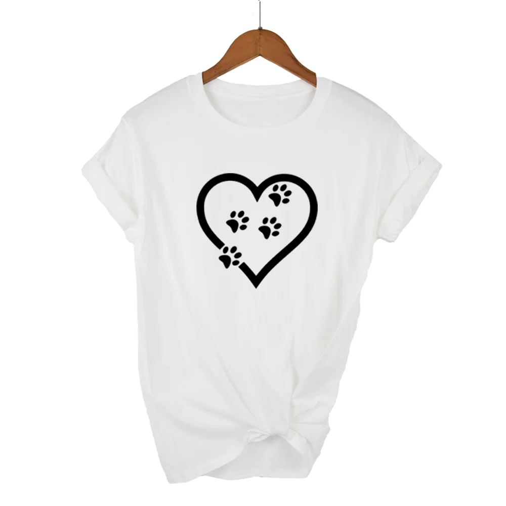 

love heart cat paw Print Women tshirt Cotton Casual Funny t shirt For Lady Girl Top Tee Hipster Tumblr Drop Ship
