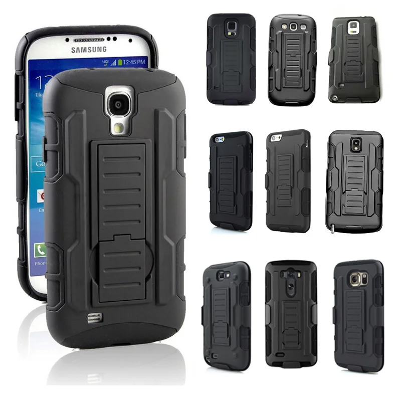 

High Impact Hybrid Case Cover + Belt Clip Holster Stand Phone Cases Covers for iPhone/Samsung/LG G3 NK-Shopping