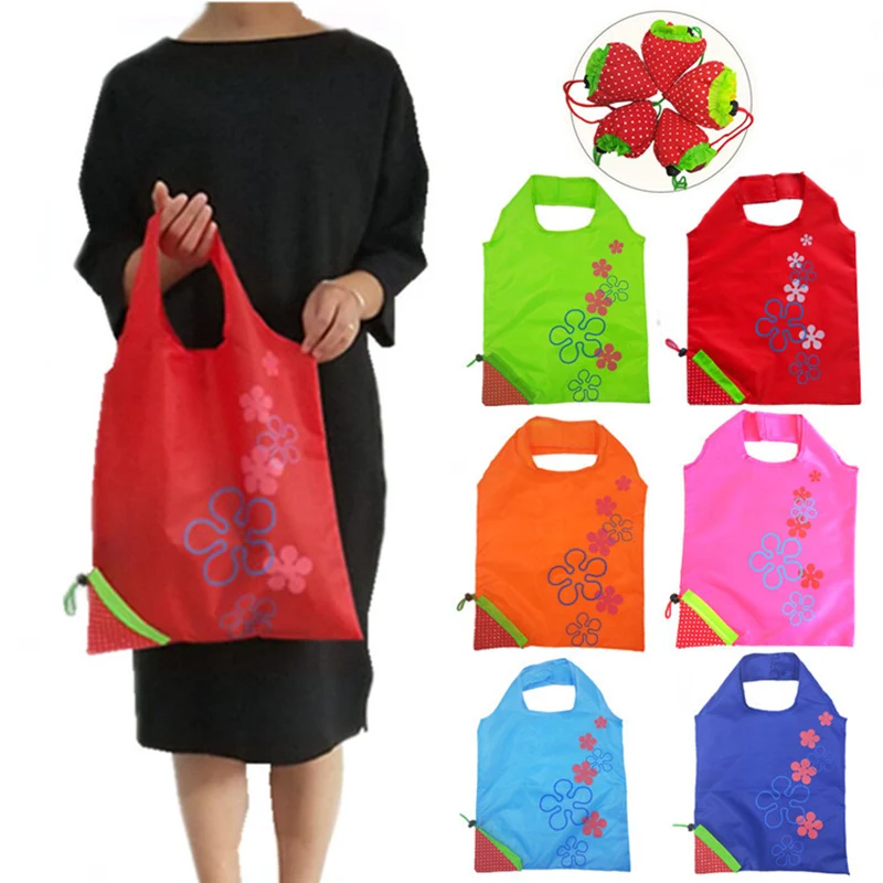 

Strawberry Print Reusable Grocery Bag Multifunctional Folding Shopping Tote Bag Washable Durable Shopping Bags Customizable Logo
