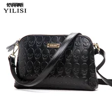 Nouveau 2016 Fashion Designer Rivet enveloppe épaule unique femmes sacs à bandoulière Punk Skull embrayage marque sacs à main sac à main pour fille