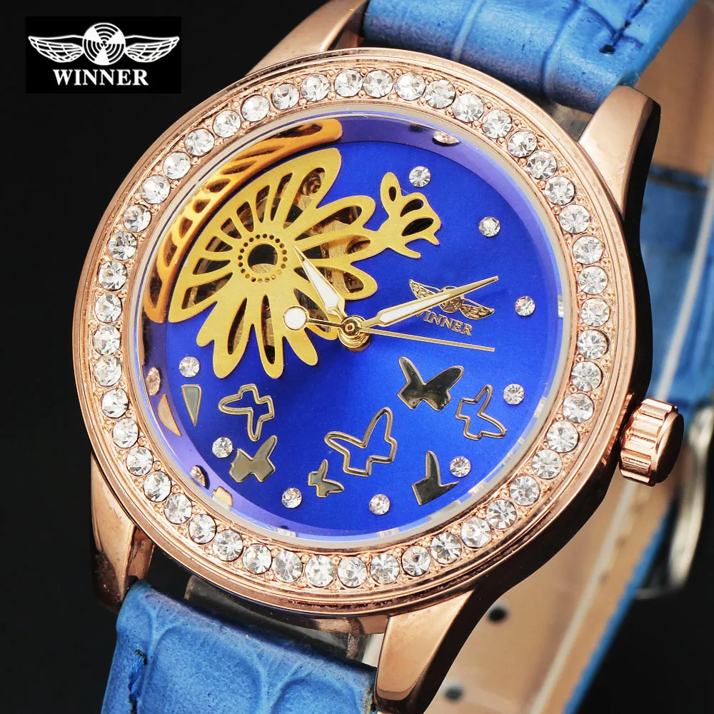 Часы-скелетоны WINNER женские механические брендовые модные повседневные наручные