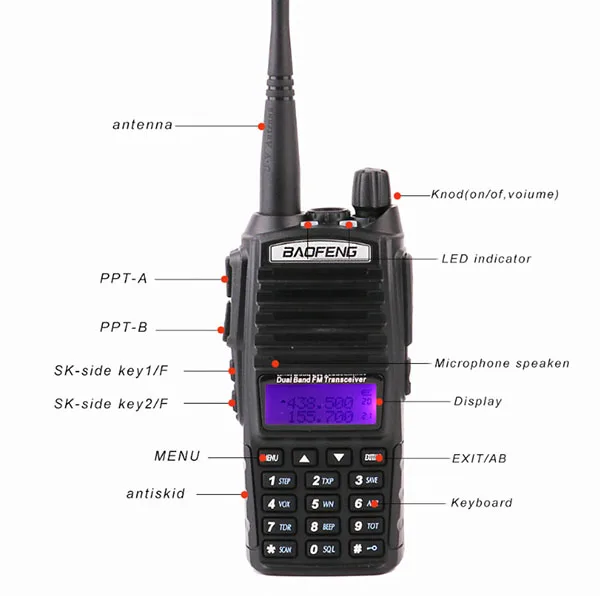 2 шт. портативная рация пара UV 82 двухдиапазонный UHF VHF портативный радио сканер для 2 двухсторонний радиоприемопередатчик Baofeng UV-82 Ham радио