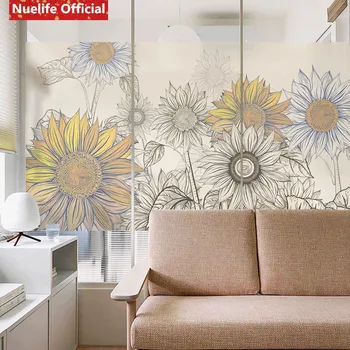 

Custom size sunflower pattern waterproof glass film living room kids room kindergarten bathroom bedroom window frosted film