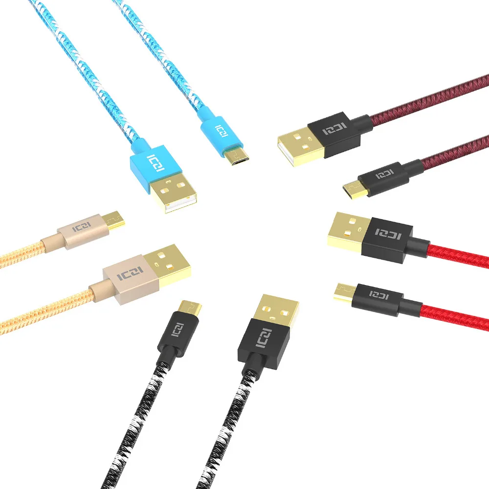 ICZI 1 m * 5 المصغّر USB سريع كابل شحن USB 2.0 إلى مايكرو USB للهاتف المحمول شاحن مزامنة كابل بيانات لسامسونج نيكزس LG g5 HTC