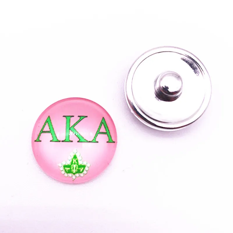 

Pink AKA Alpha Kappaa Alpha Sorority Glass Snap Button Charms Fit 18MM Snap Button Bracelet & Necklace Jewelry 20pcs/lot