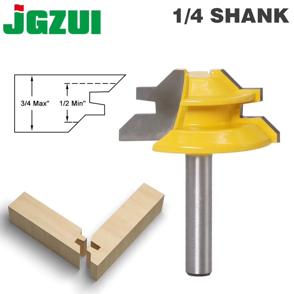  1Pc 45 Degree Lock Miter Router Bit 8Inch Shank Woodworking Tenon Milling Cutter Tool Drilling Mill