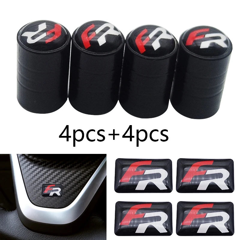 8pcs Car-Styling Wheel Tire Valves Tyre Air Caps Case Car sticker For Seat Leon FR Ibiza Altea Exeo Formula Racing Accessories