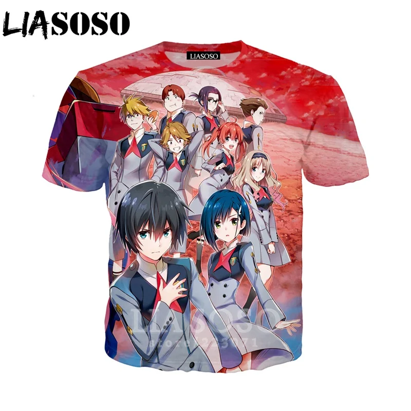 LIASOSO летняя Новинка для мужчин и женщин с 3D принтом аниме Darling In The Franxx футболка