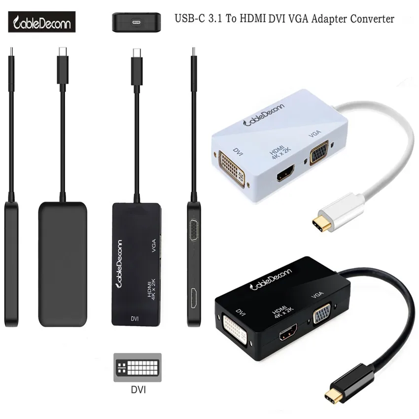 Конвертер Thunderbolt 3 Type c usb hub to 4k hdmi vga dvi адаптер многопортовый кабель для apple Mac Samsung S8