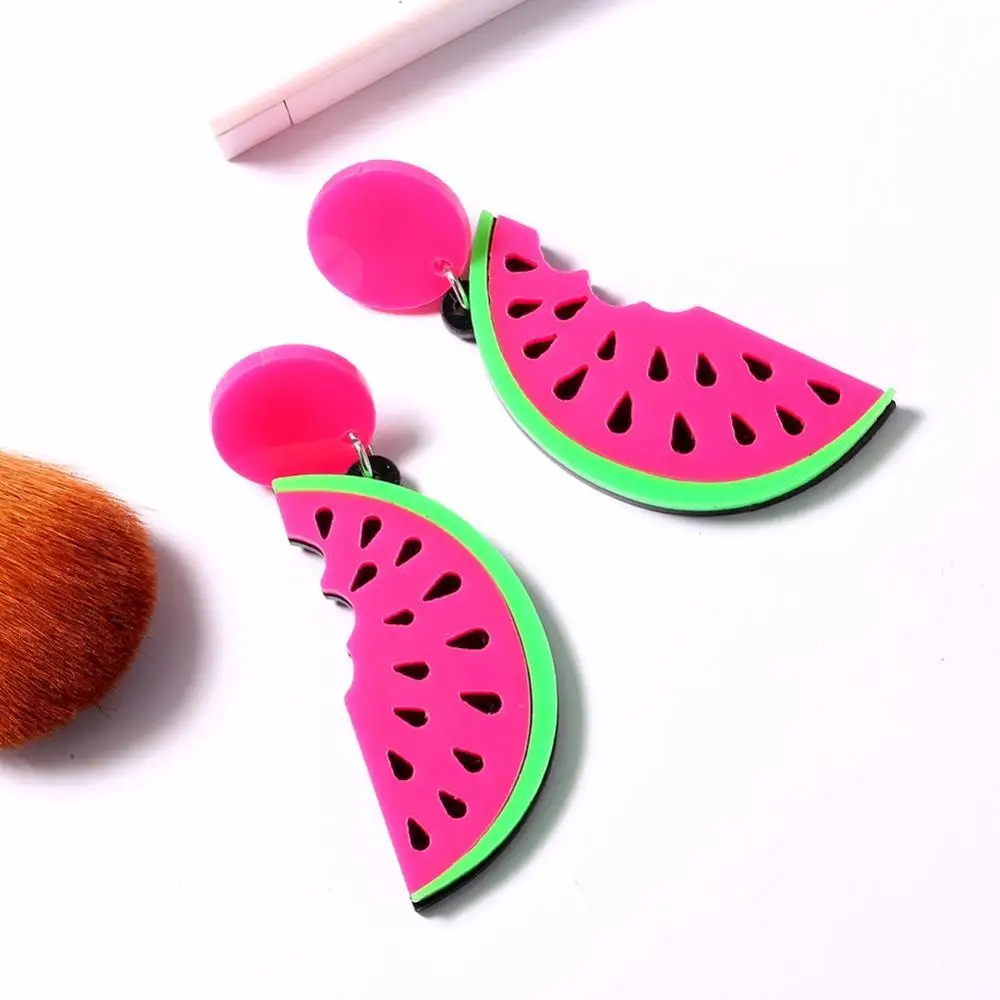 

Lovely Watermelon Earrings Statement Big Cute Earrings Handmade Acrylic Funny Ear Studs Summer Beach Jewelry 2018 New arrival