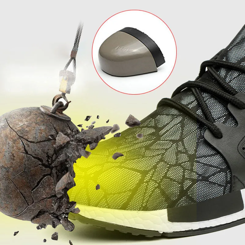 Safety Shoes Mens Steel Toe Cap Breathable Lightweight Anti-smashing Stab-resistant plus size 48 Casual Work Shoes Men