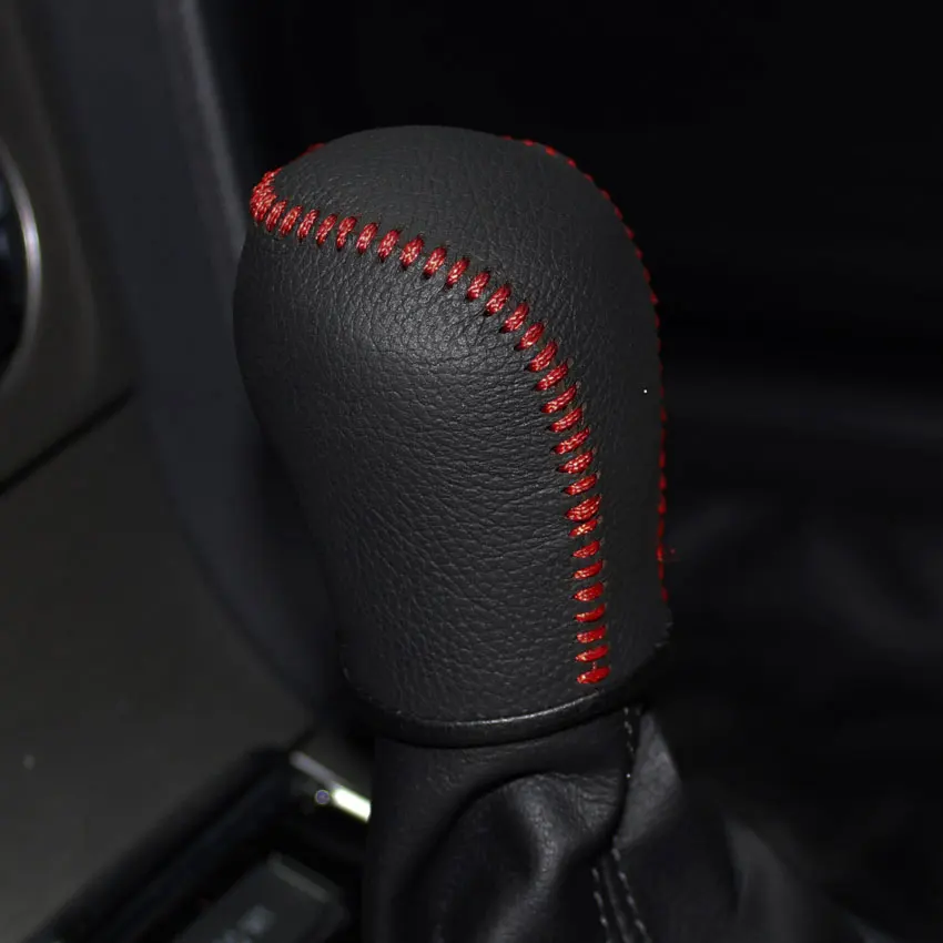 Авто Чехлы для интерьера чехол для Volkswagen Lavida ручной рукоятки рычага КПП стайлинга автомобилей из натуральной кожи Шестерни смену - Название цвета: Red Thread