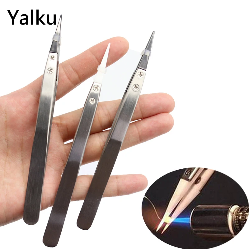 

Yalku Ceramic Tweezers with Stainless Steel Handle Tweezers Repair Tools Excellent Quality Ceramic Tweezers Hand Tool Pliers