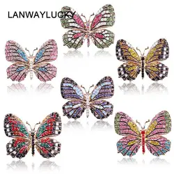 Lanwaylucky 3 шт./лот Multi-Цвет Micro Pave Кристалл Стразы бабочка Броши модный костюм Jewelry в 11 Ассорти Цвет