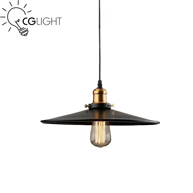 

Vintage industrial pendant lighting black lampshade loft American lights for living dining room Countryside E27 edison bulb lamp