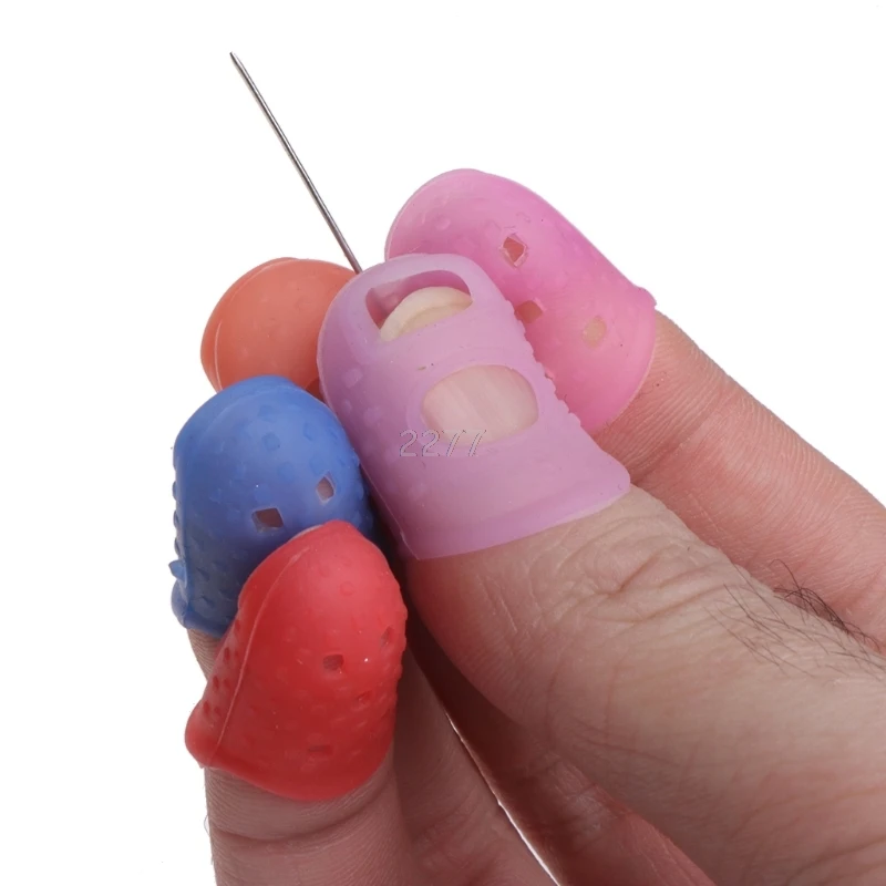 5pcs Silicone Thimble Finger Protector Stitching Sewing Needlework Tool Random Colors MAY18