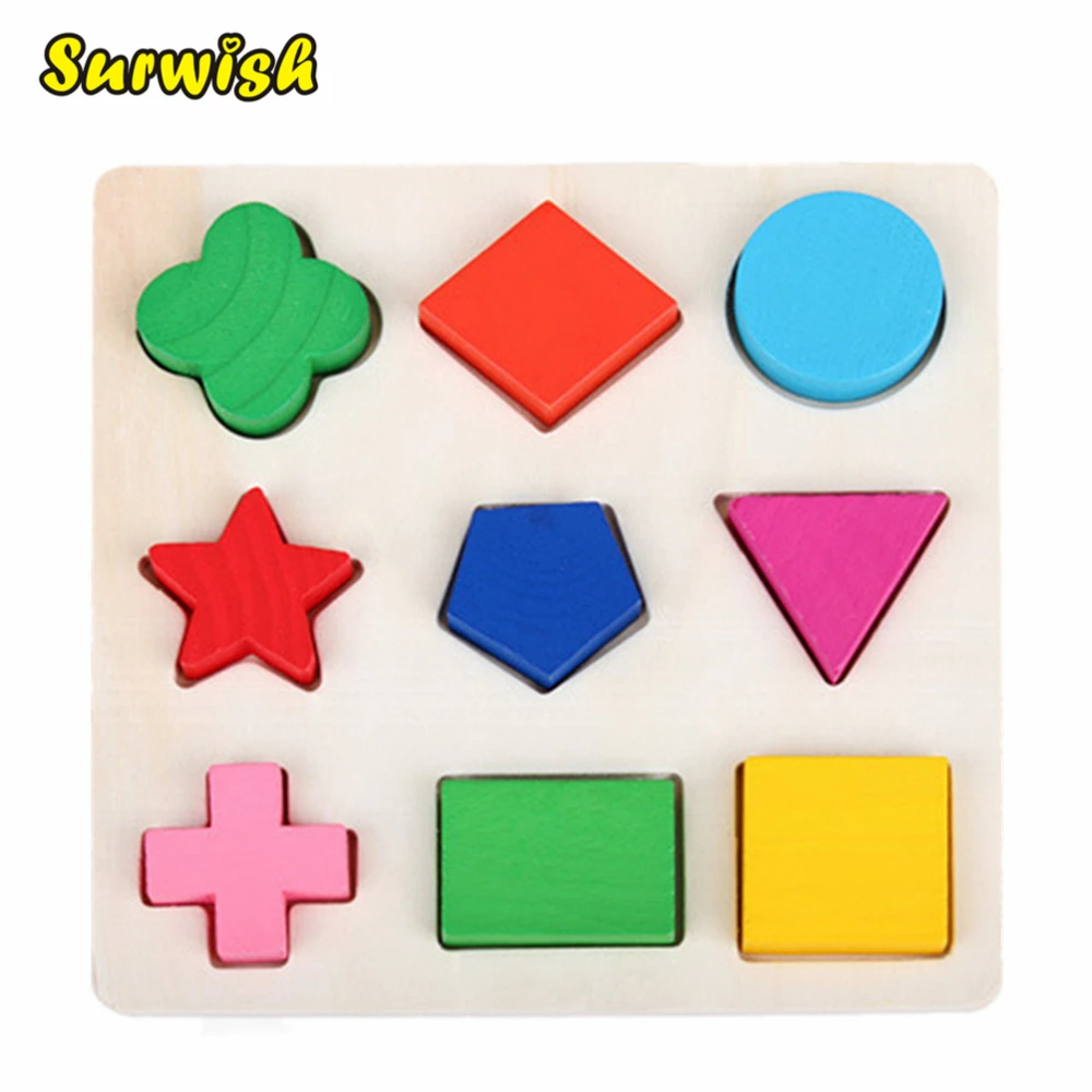 

Surwish Wooden Educational Toys Learning Geometry Building Puzzle Montessori Method for Baby Kids