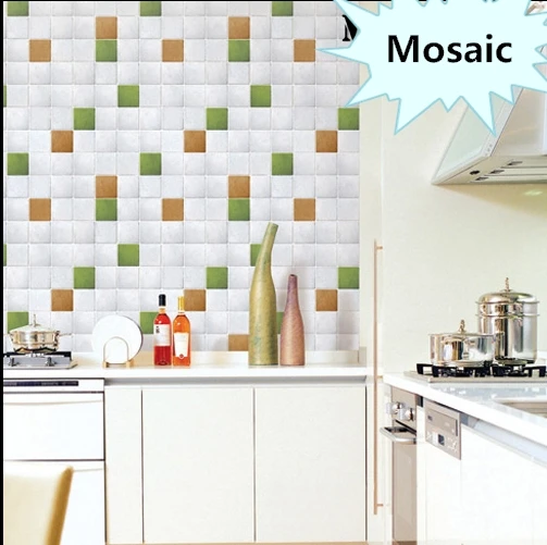 

10m long home decor Mosaic waistline wallpaper bathroom pvc waterproof oil-proof wall stickers kitchen decoration films