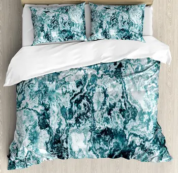 

Marble Duvet Cover Set Abstract Rock Texture Modern Stylized Retro Splashes Antique Dark Design 4 Piece Bedding Set