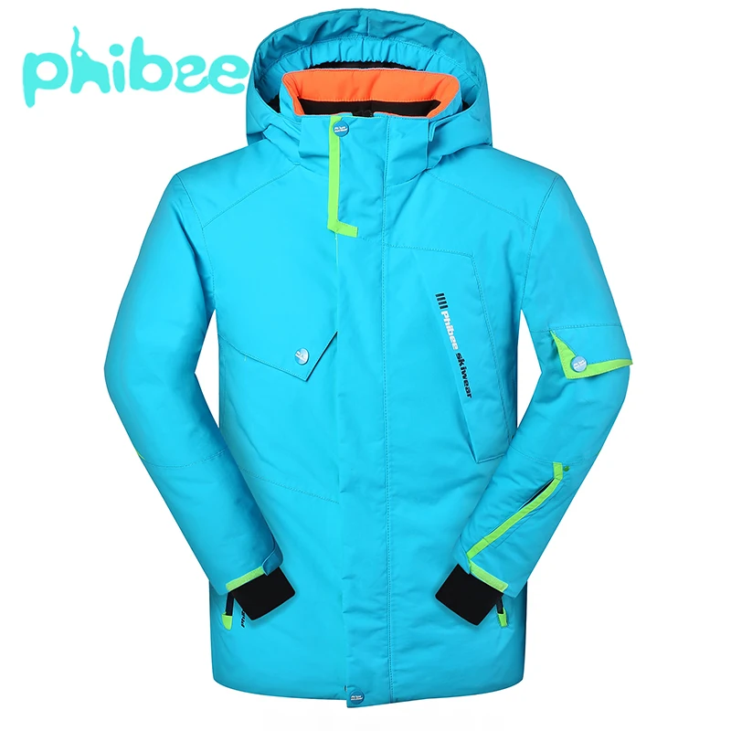 Phibee Boys Girls Ski Snowboad Jacket Warm Breathable Kids Winter Clothing Windproof Waterproof Breathable Coat