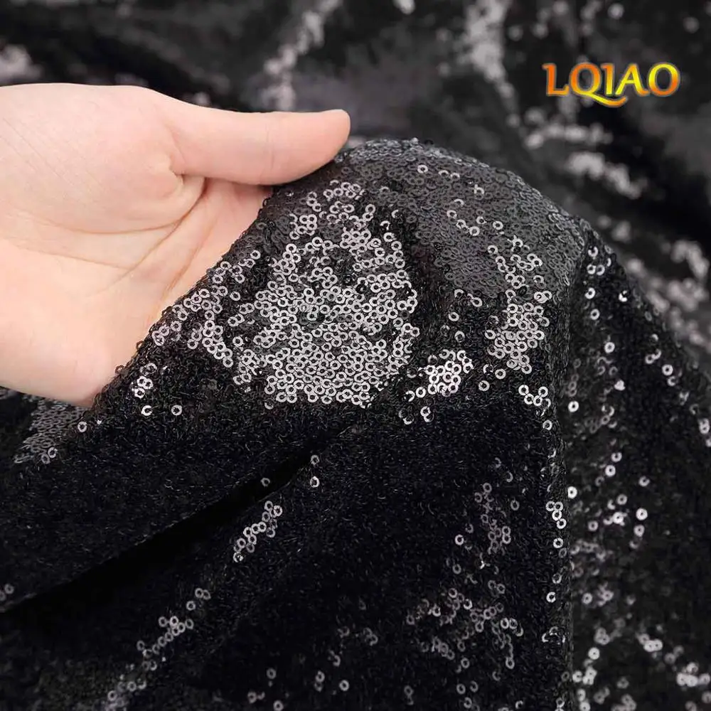 Полярд-45*120 см вышитая кружевная ткань с блестками для ткани, детские постельные принадлежности, текстиль для шитья куклы тильда, материалы ручной работы - Цвет: Black